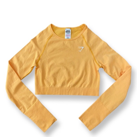Gymshark Tops - Gymshark Vital Seamless Crop Long-sleeve Yellow Marl M
